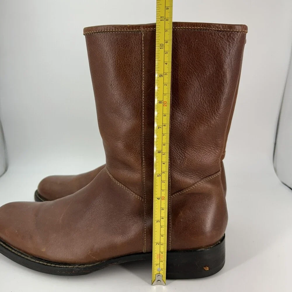 Cole Haan Boots Mens Size 10 M Brown Leather Mid Calf Zip Biker Lined Grip Sole